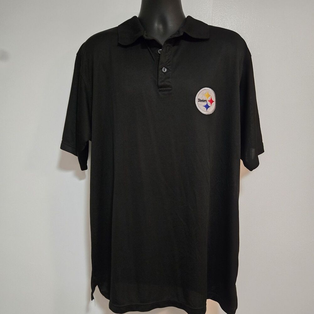 Pittsburgh Steelers Mens Size XLT Tall Polo Shirt Black Short Sleeve NFL